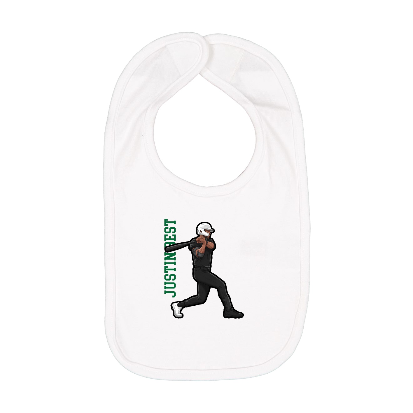 Infant Bib — Name Vertical in White