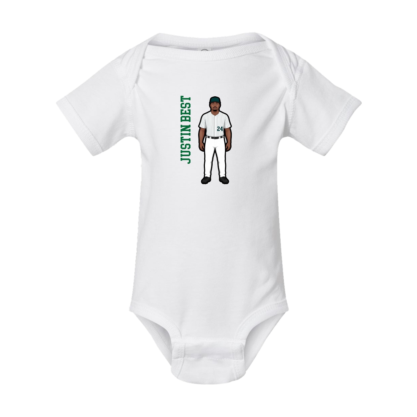 Baby Onesie — Name Vertical in White