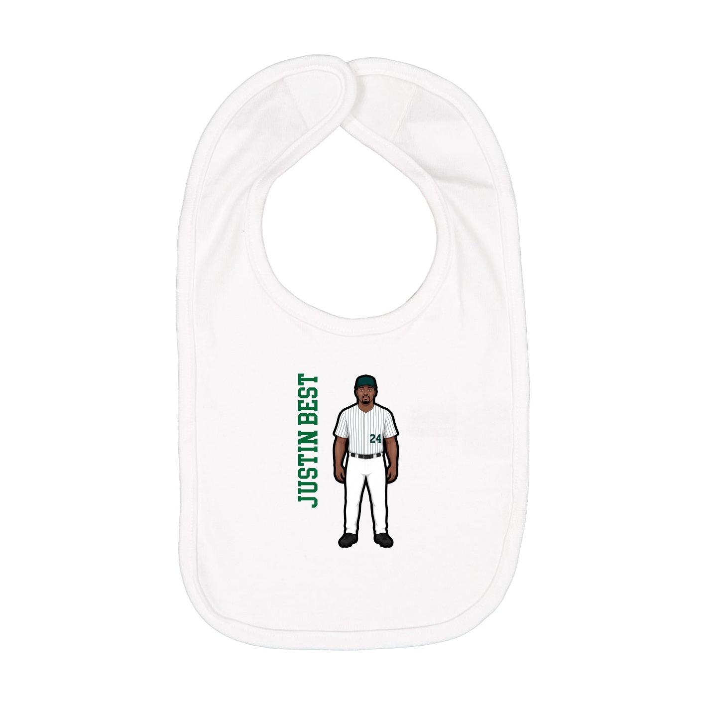 Infant Bib — Name Vertical in White