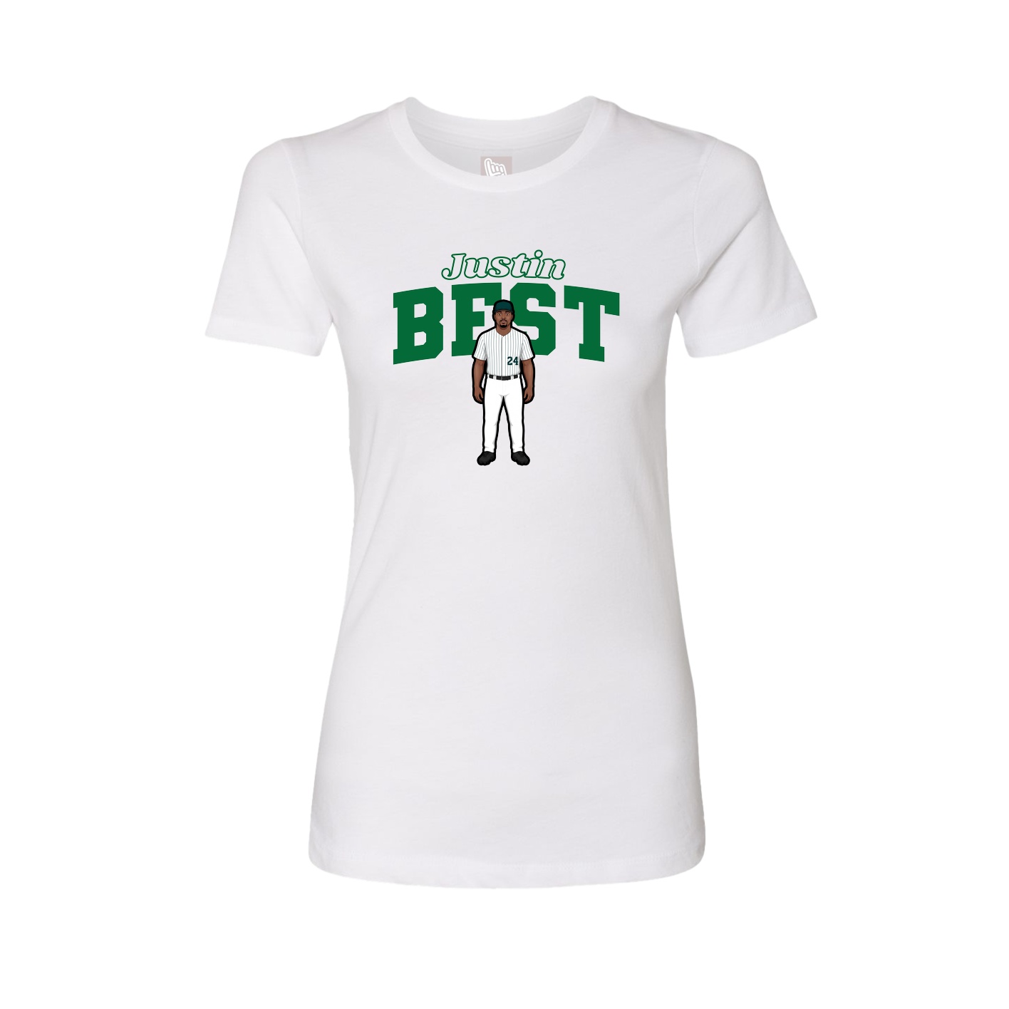 Fitted Women's Tee — Name Arch in White
