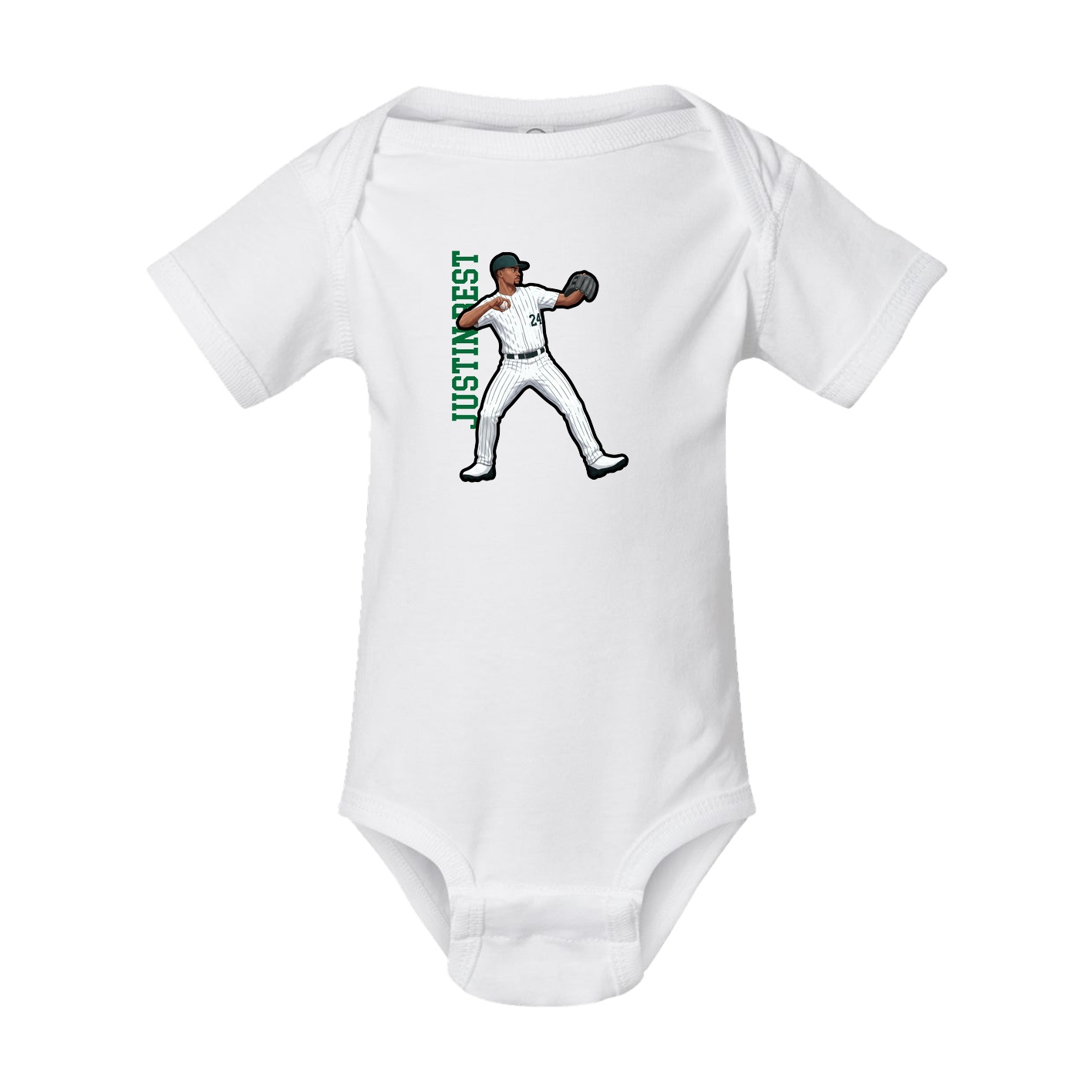 Baby Onesie — Name Vertical in White