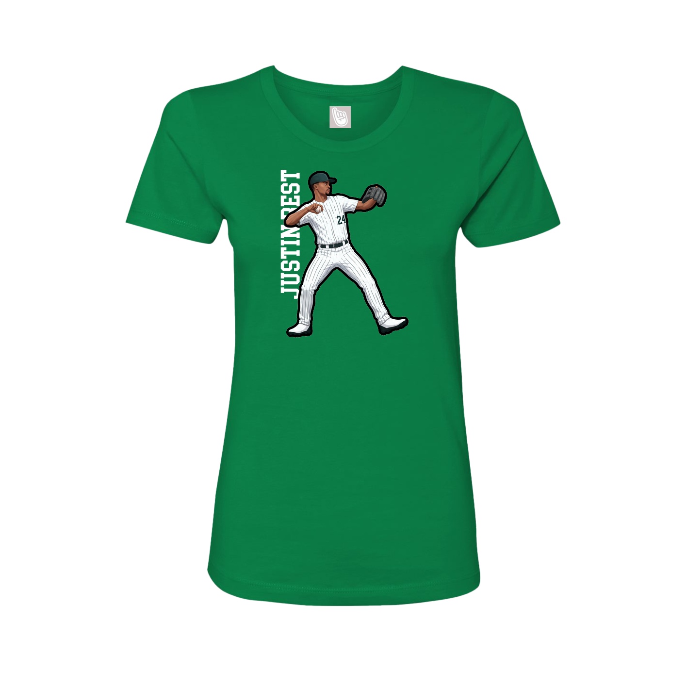 Fitted Women's Tee — Name Vertical in Green