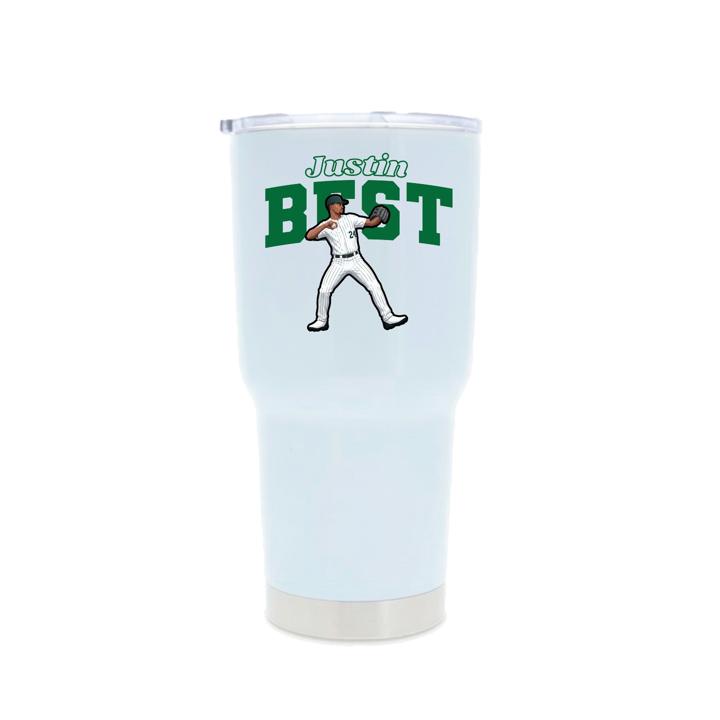 30oz Stainless Steel Tumbler — Name Arch in White