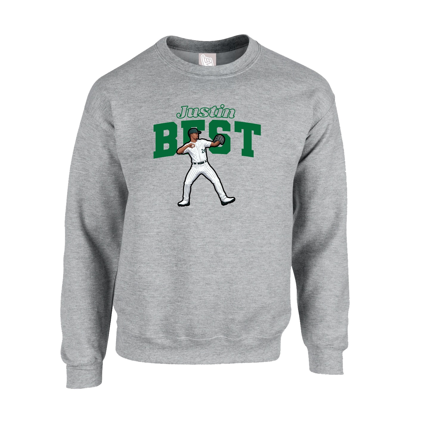 Fleece Crew — Name Arch in Grey
