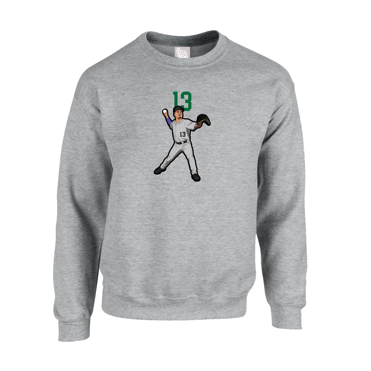 Fleece Crew — Number Top in Grey