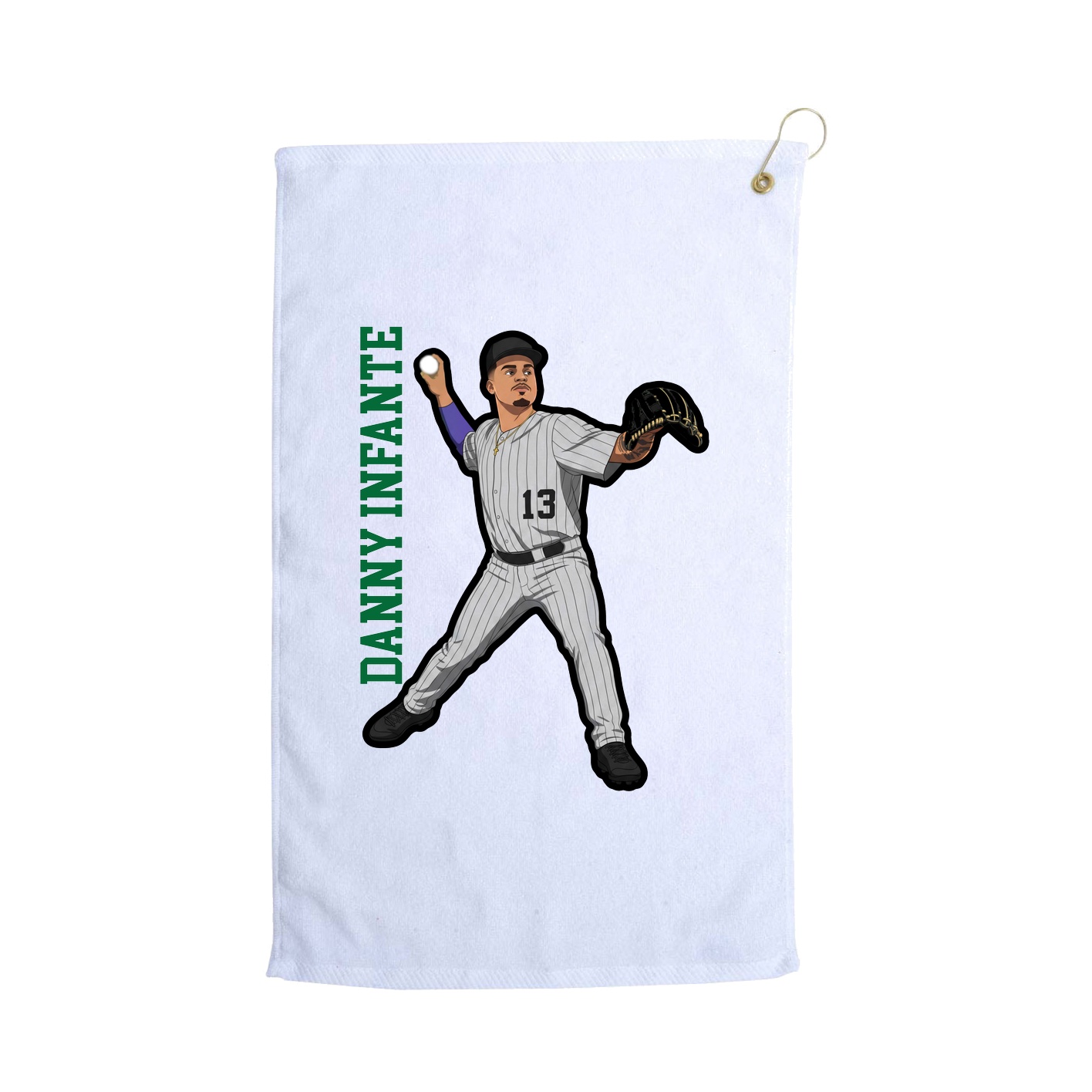 Golf Towel — Name Vertical in White