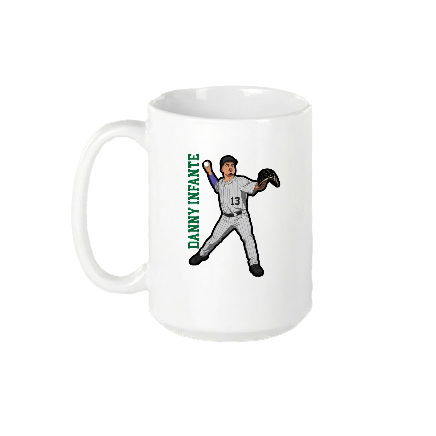 15oz Coffee Mug — Name Vertical in White
