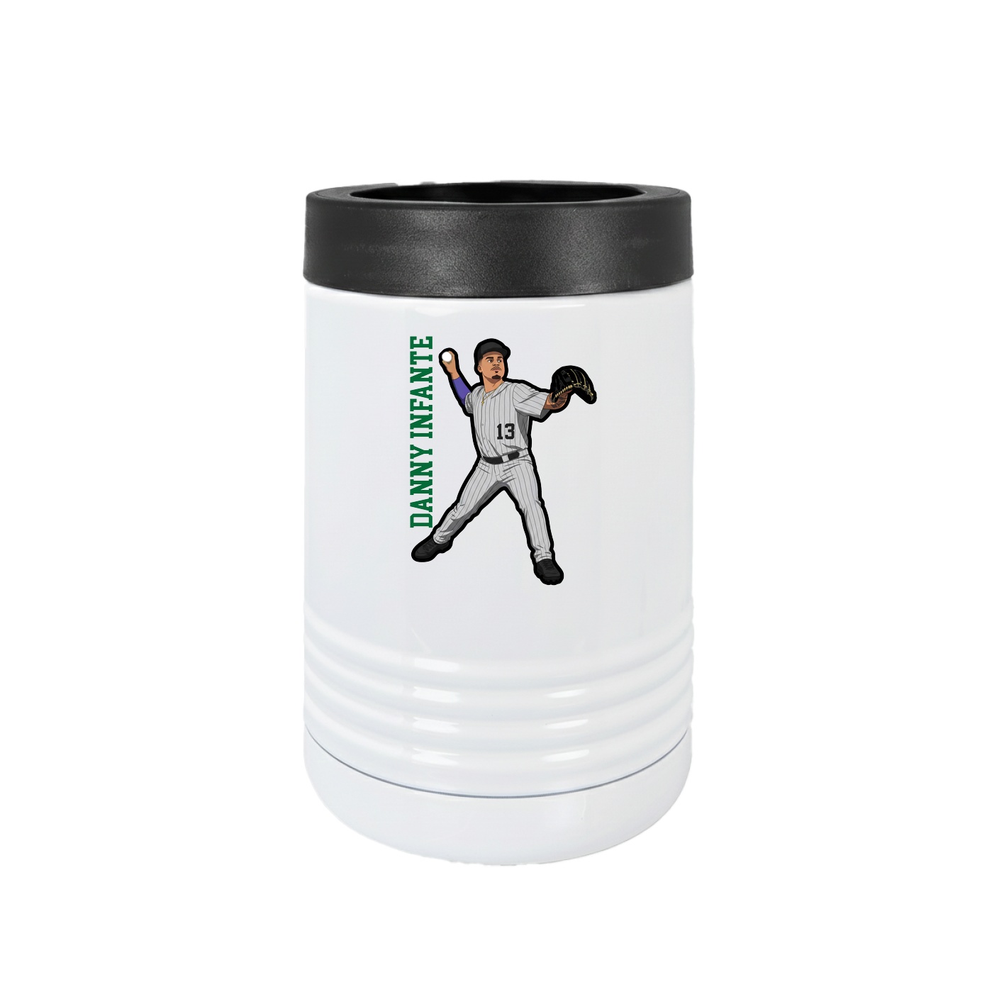 Beverage Holder — Name Vertical in White