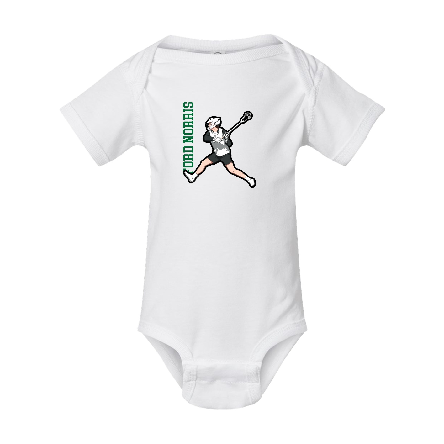 Baby Onesie — Name Vertical in White