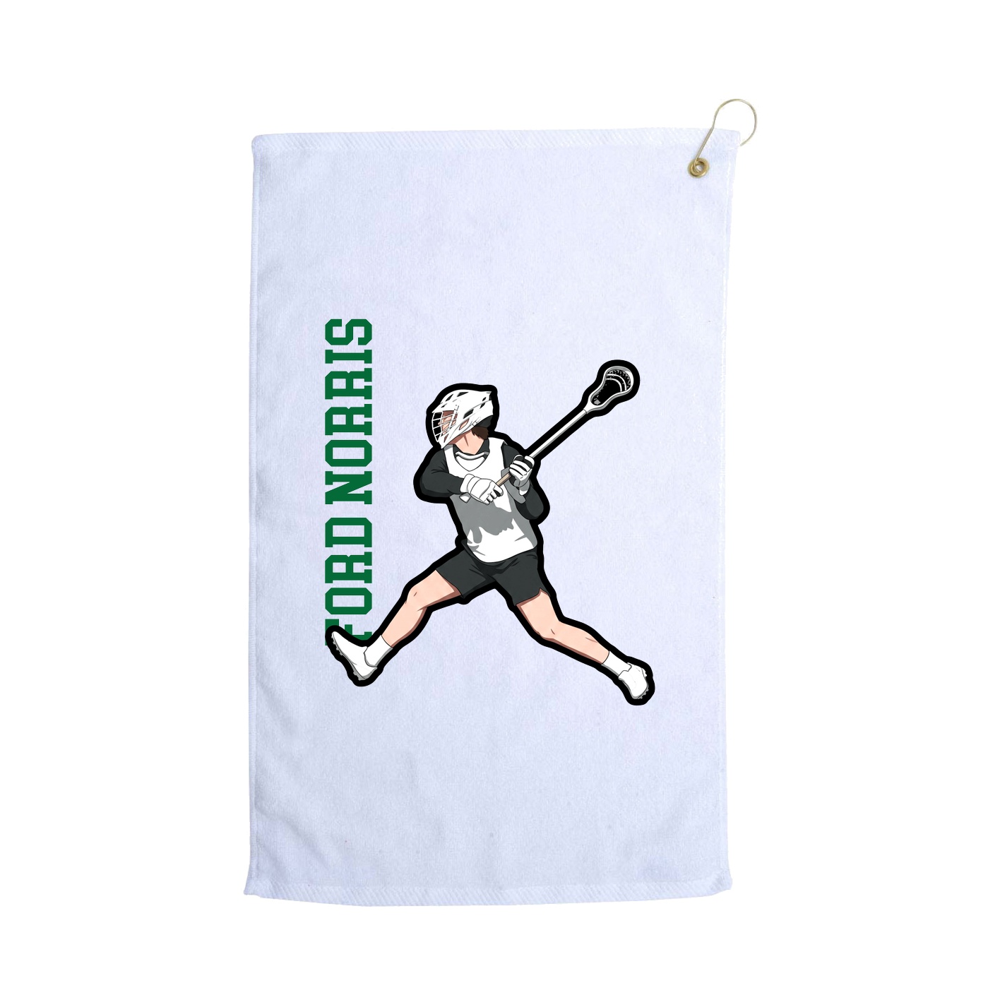 Golf Towel — Name Vertical in White