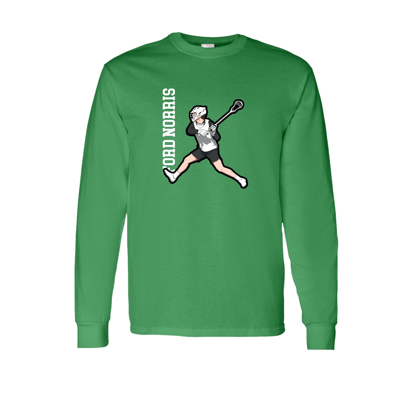 Long Sleeve Tee — Name Vertical in Green