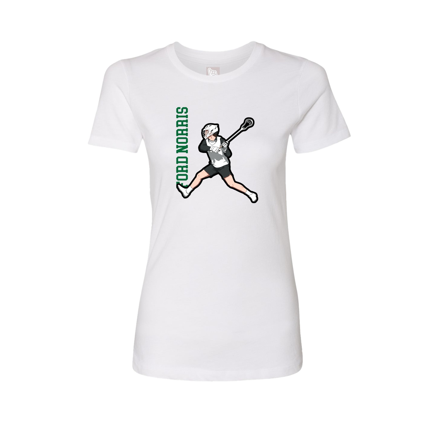Fitted Women's Tee — Name Vertical in White