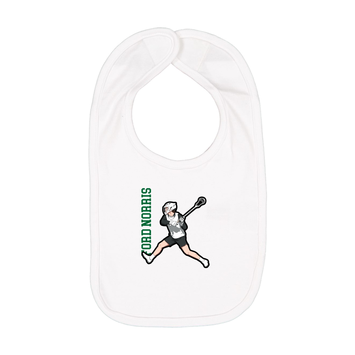 Infant Bib — Name Vertical in White