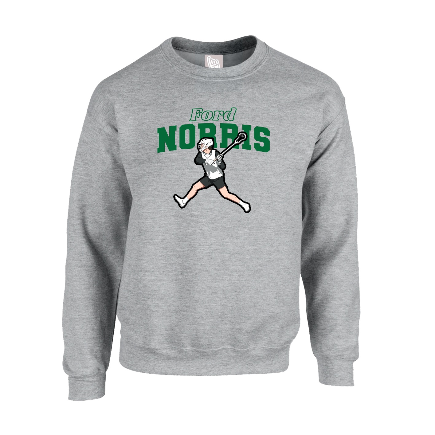 Fleece Crew — Name Arch in Grey