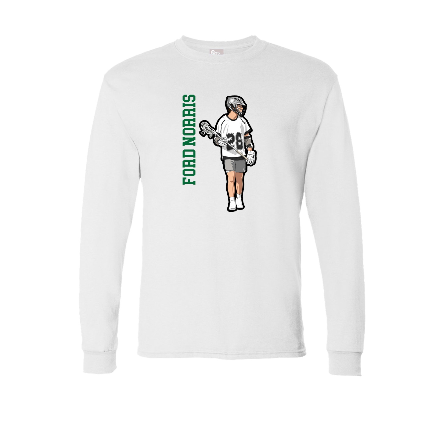 Long Sleeve Tee — Name Vertical in White