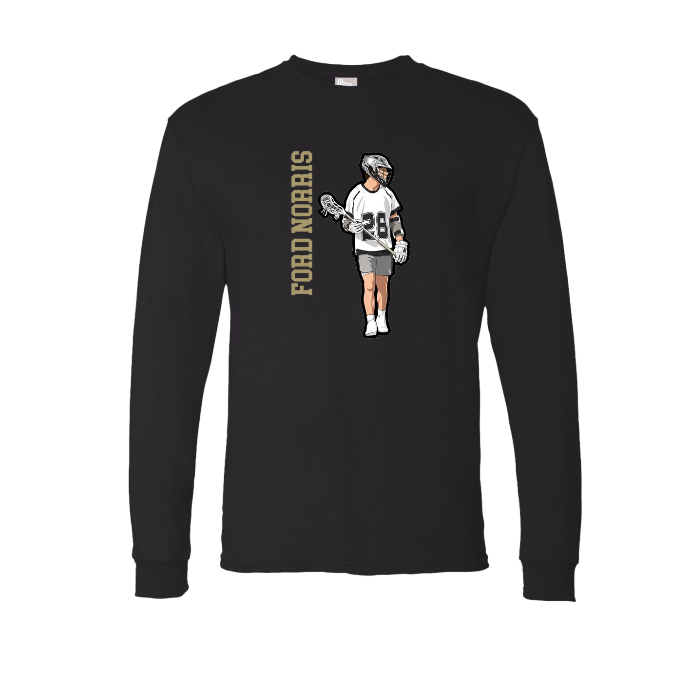 Long Sleeve Tee — Name Vertical in Black