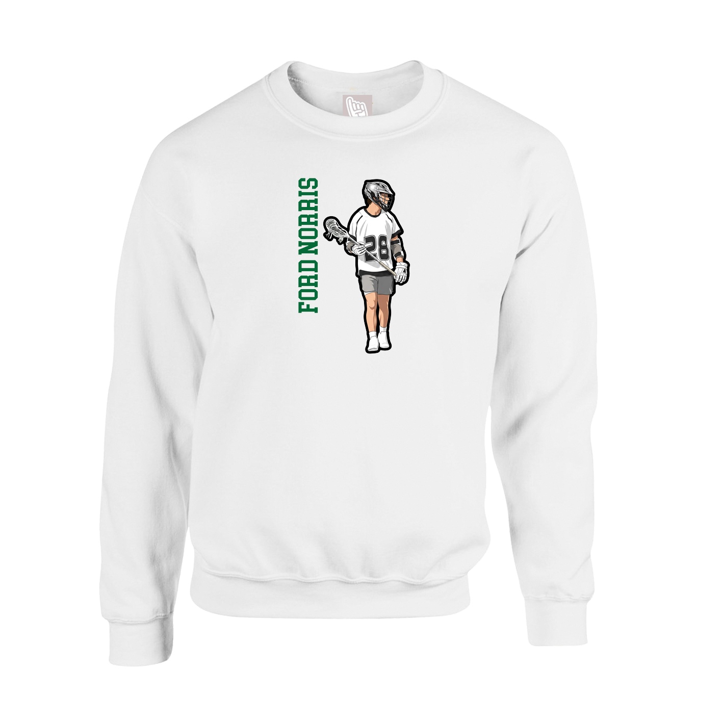 Fleece Crew — Name Vertical in White