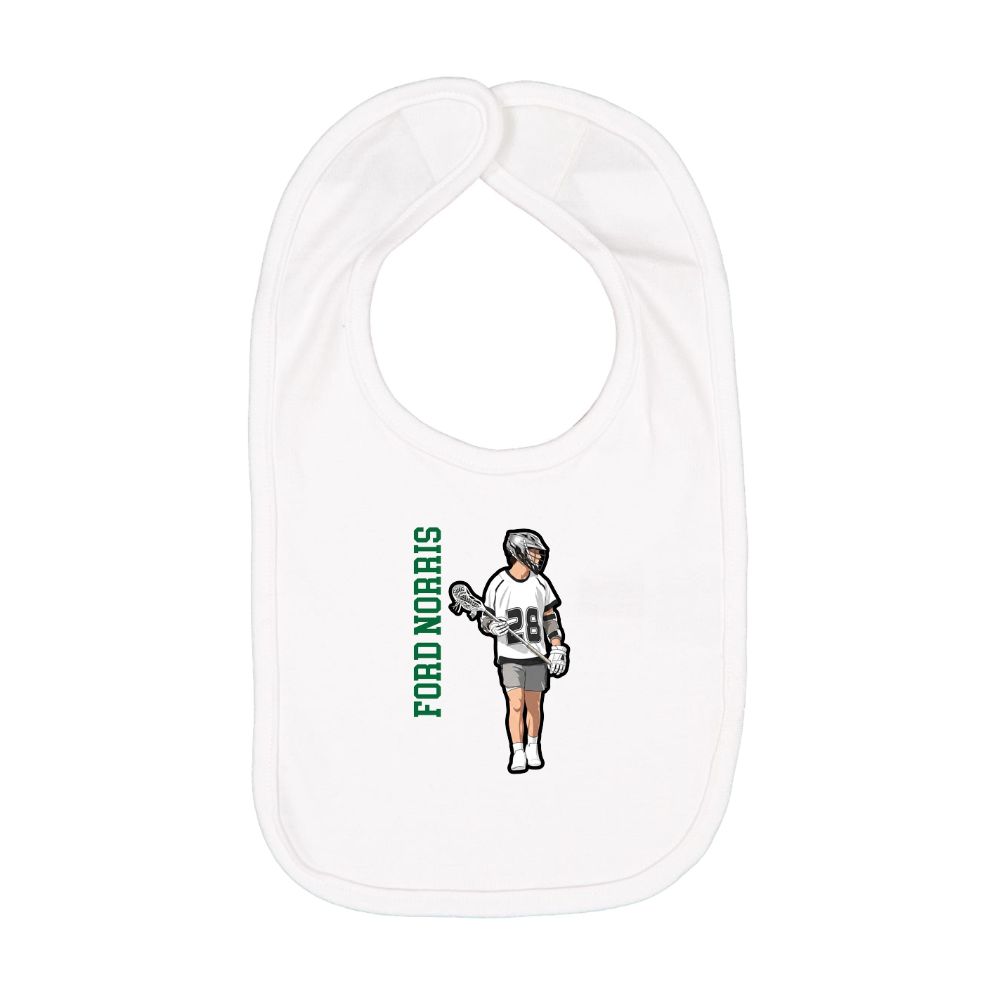 Infant Bib — Name Vertical in White