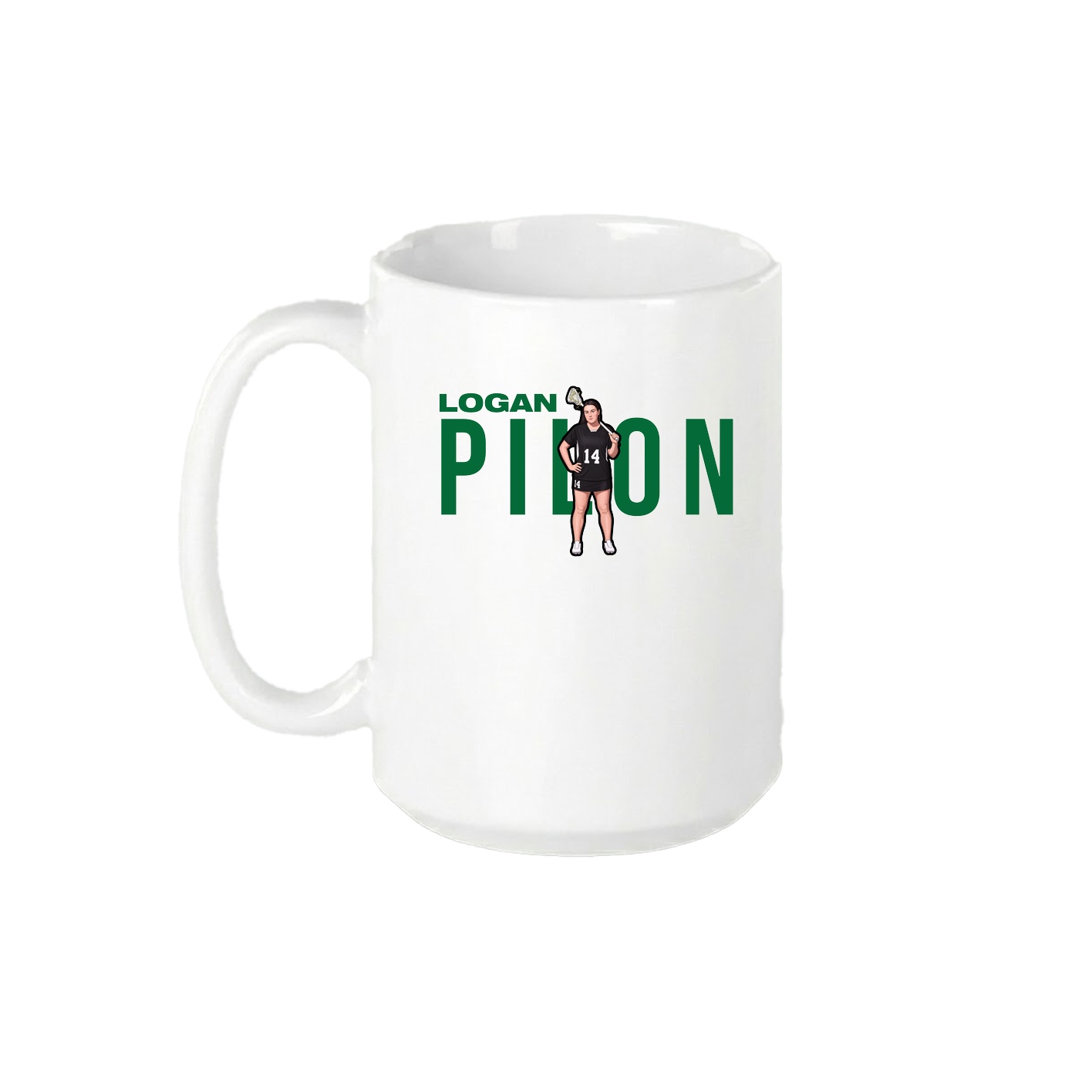 15oz Coffee Mug — Player Name in White