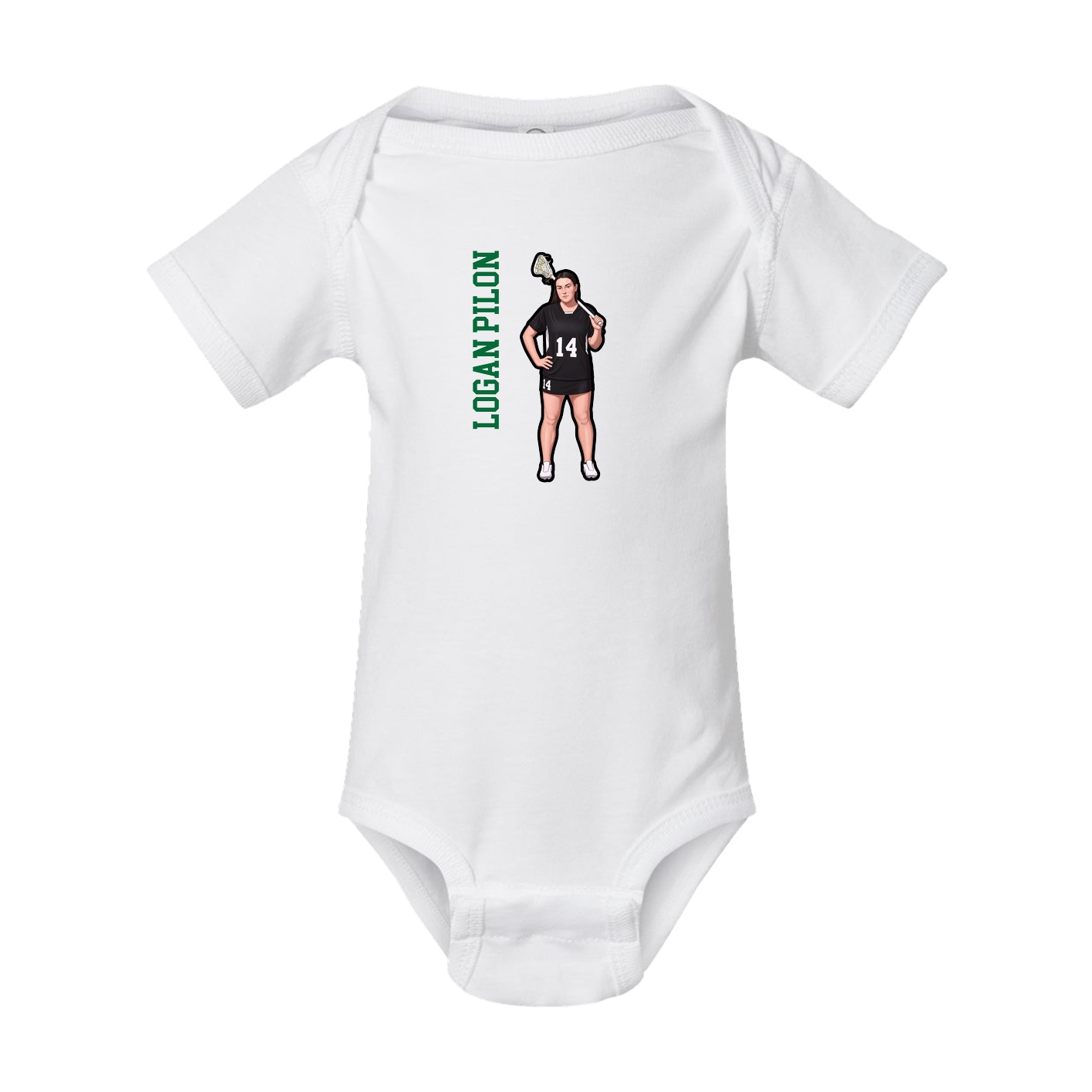 Baby Onesie — Name Vertical in White
