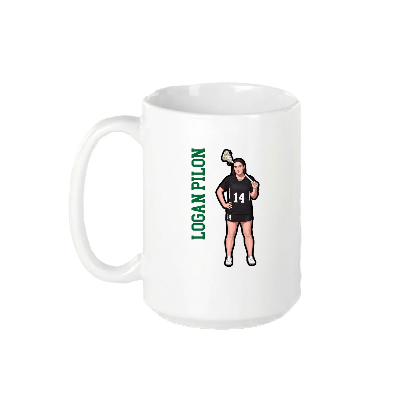 15oz Coffee Mug — Name Vertical in White