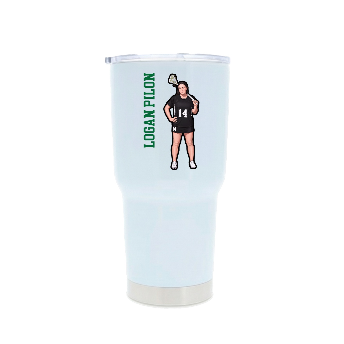 30oz Stainless Steel Tumbler — Name Vertical in White