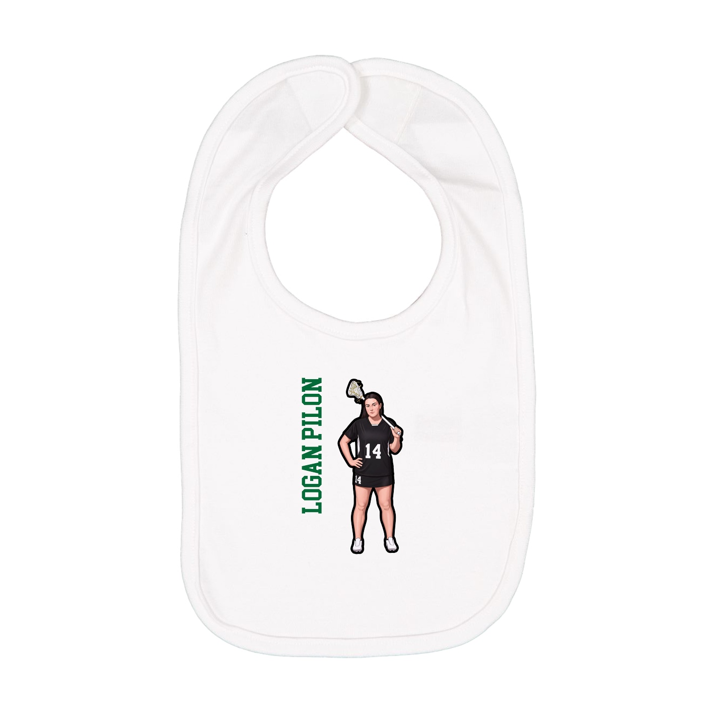 Infant Bib — Name Vertical in White