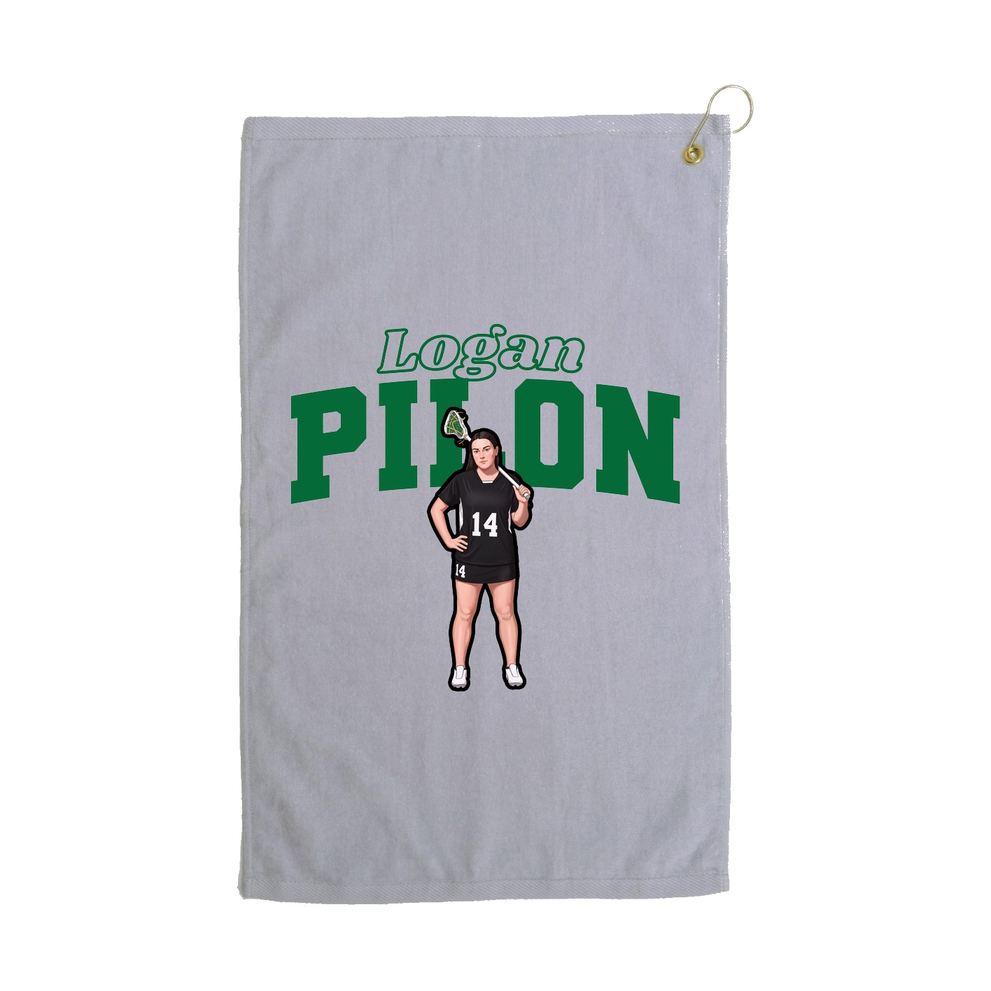 Golf Towel — Name Arch in Grey