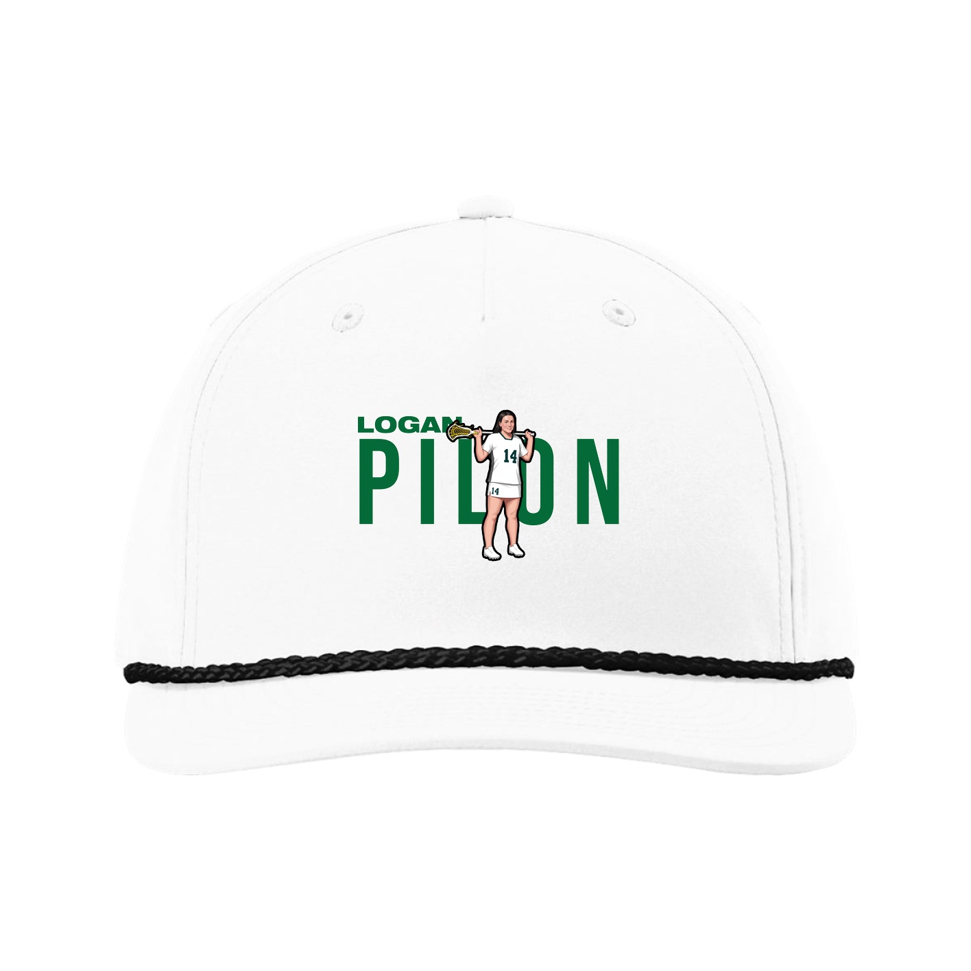 Five-Panel Classic Rope Cap — Player Name in White