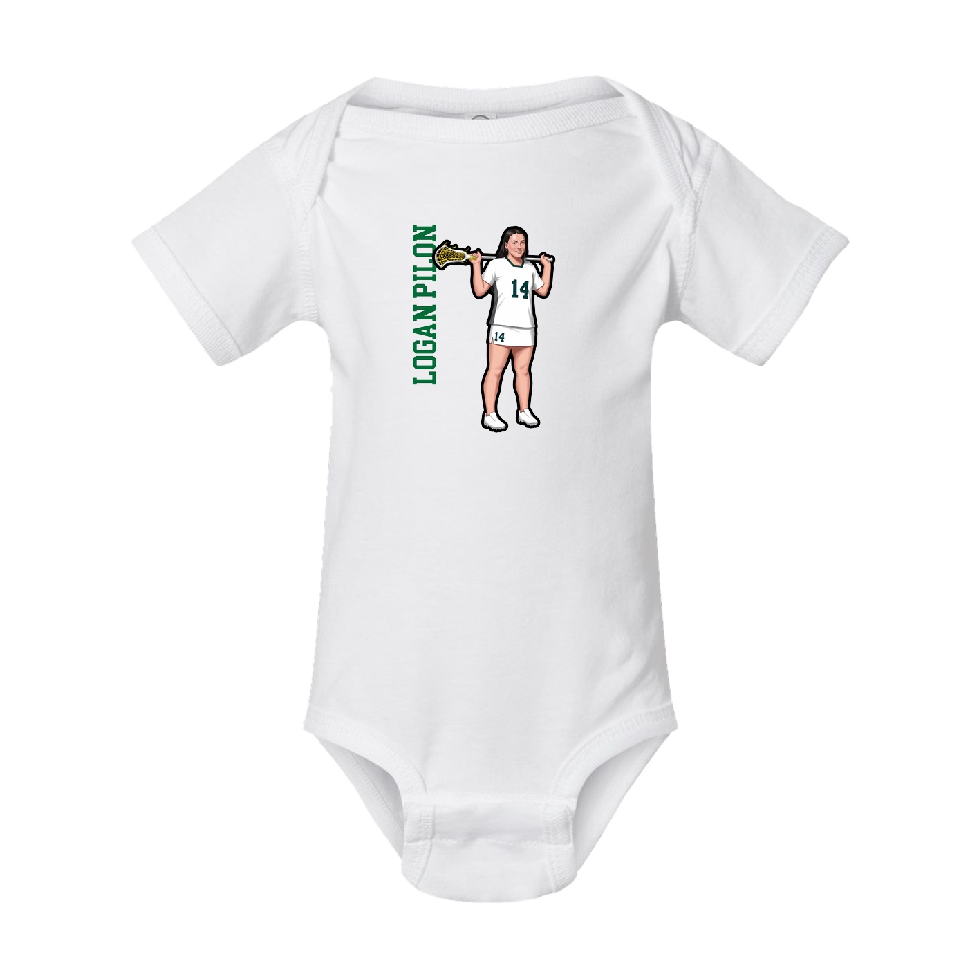 Baby Onesie — Name Vertical in White