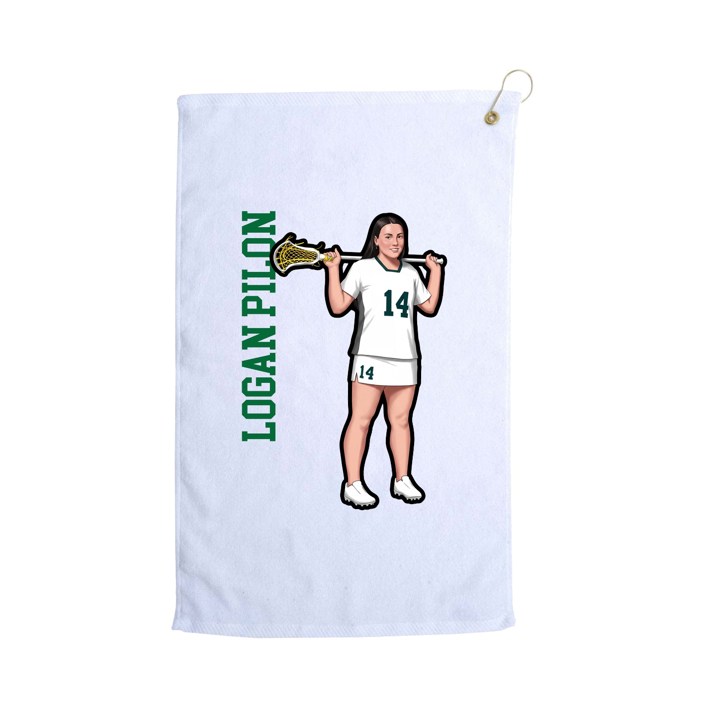 Golf Towel — Name Vertical in White