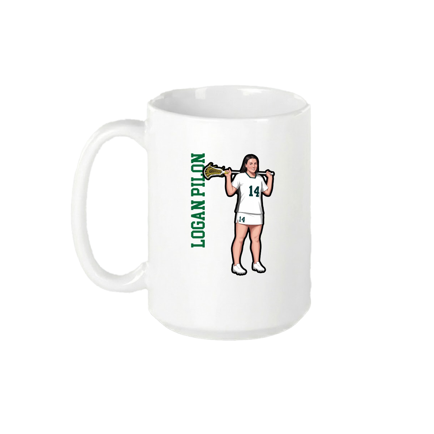 15oz Coffee Mug — Name Vertical in White