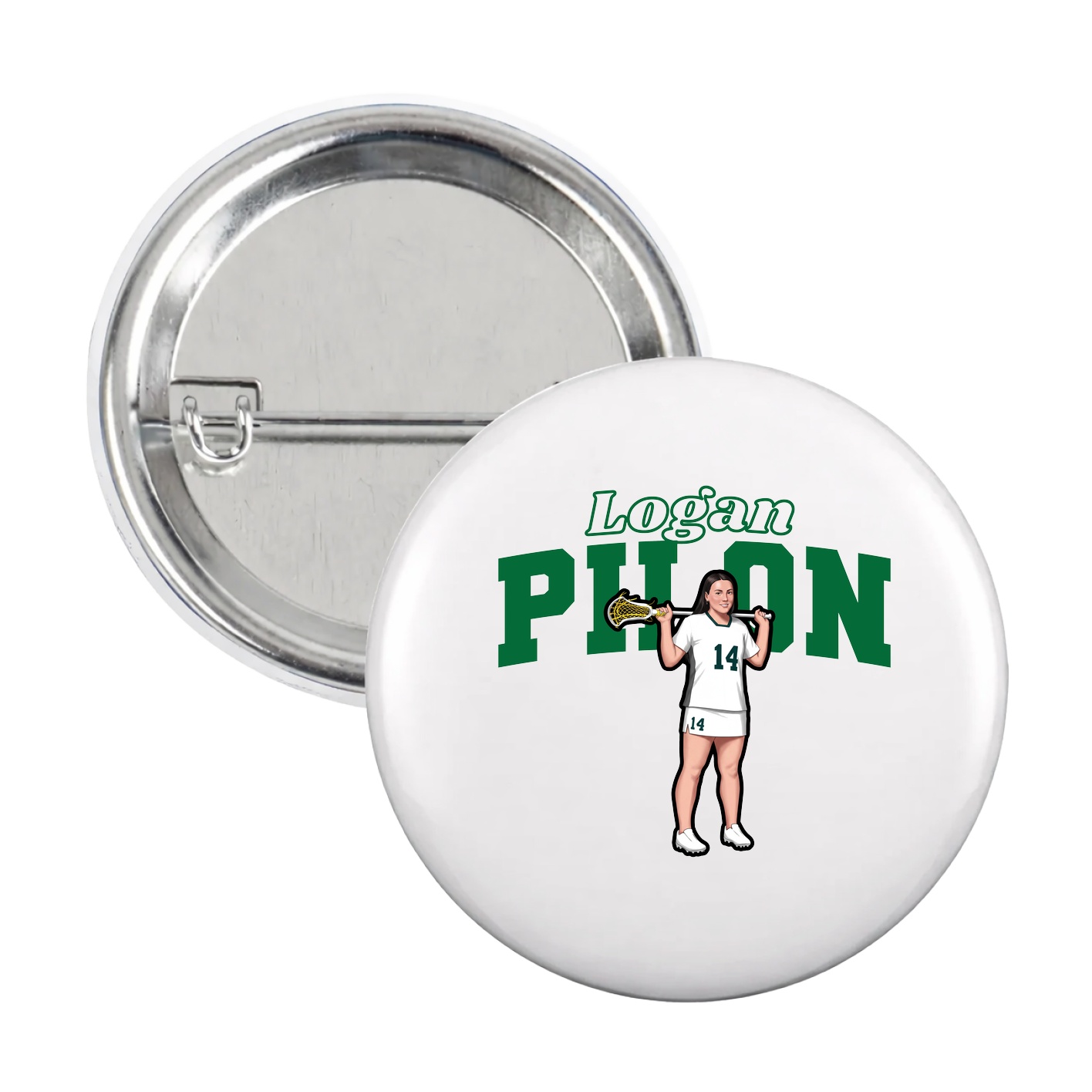Game Day Button — Name Arch in White