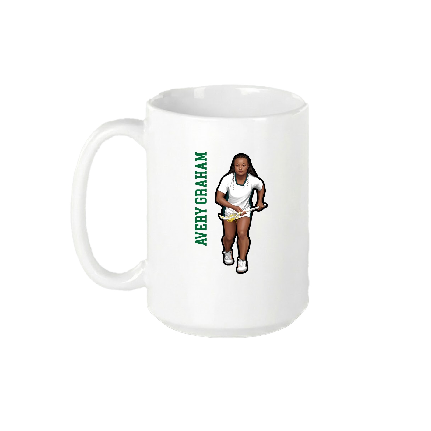 15oz Coffee Mug — Name Vertical in White