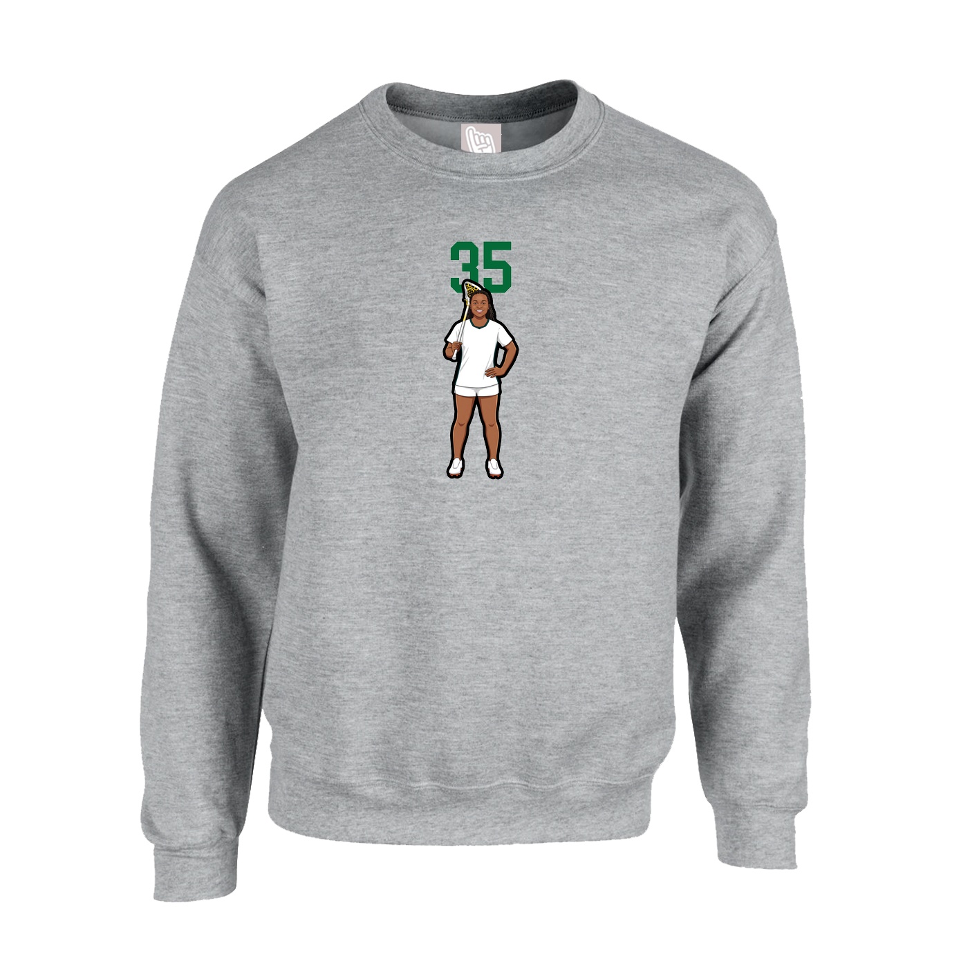 Fleece Crew — Number Top in Grey