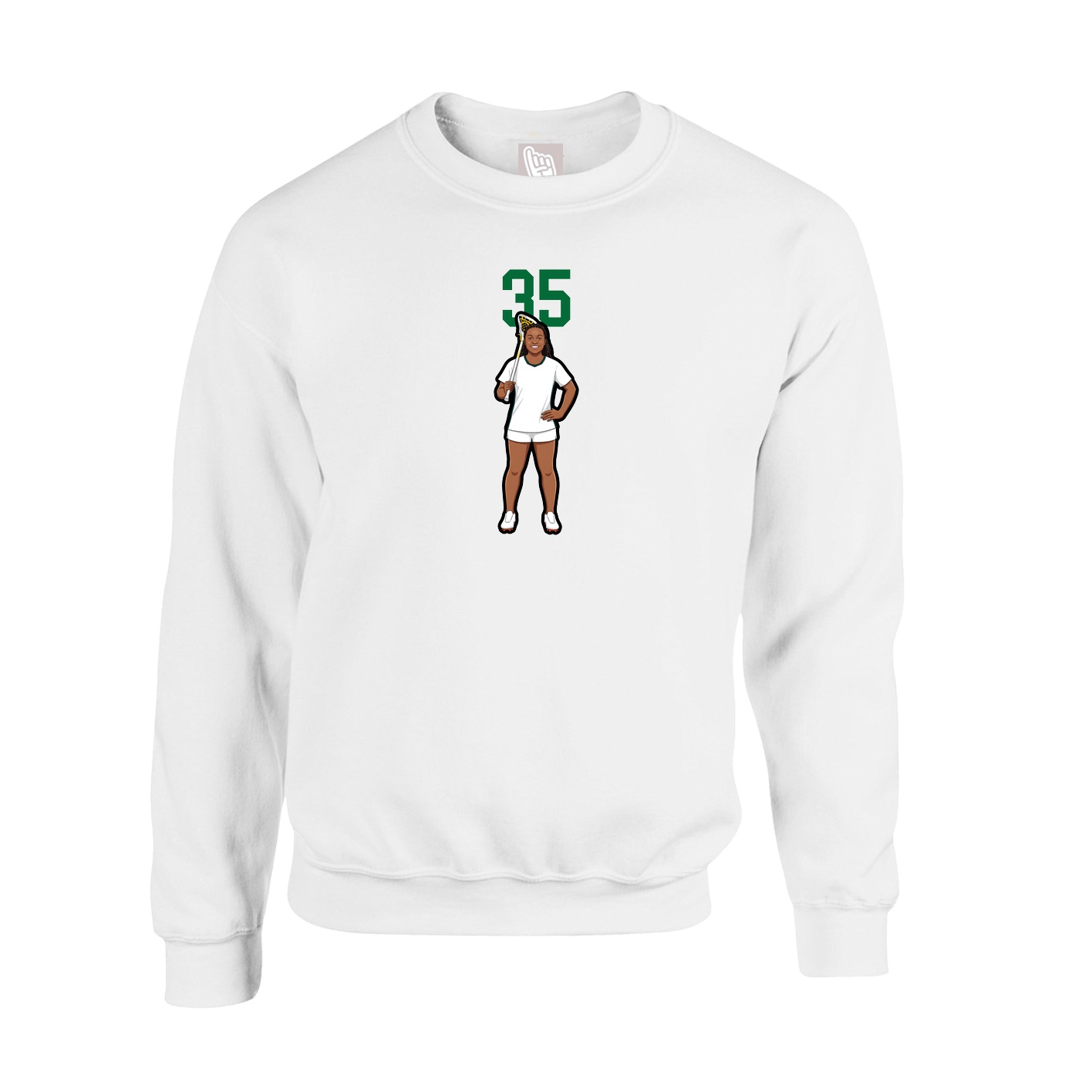 Fleece Crew — Number Top in White