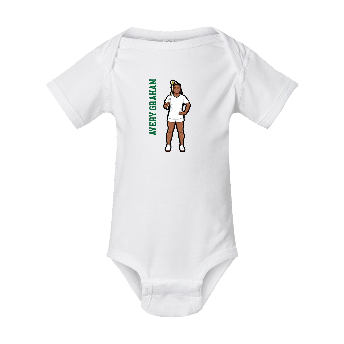 Baby Onesie — Name Vertical in White