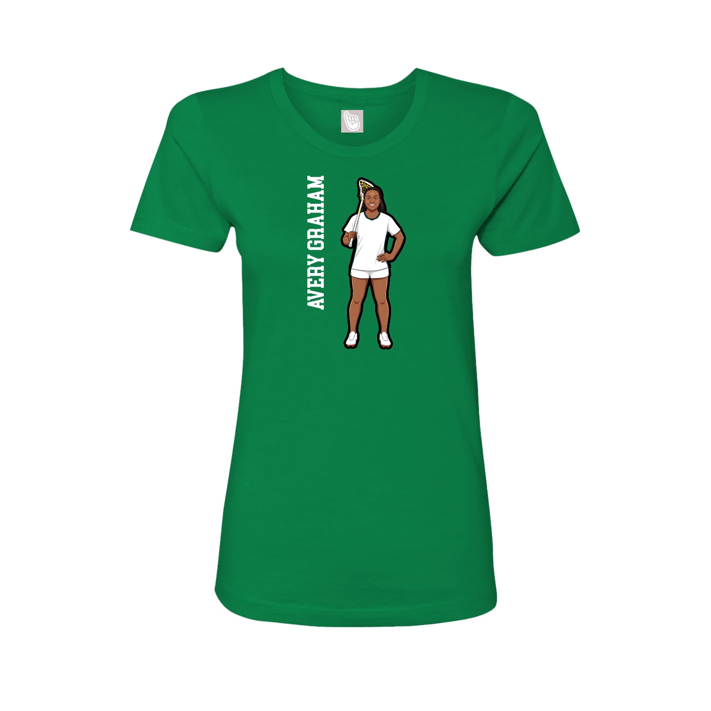 Womens Tee — Name Vertical in Green