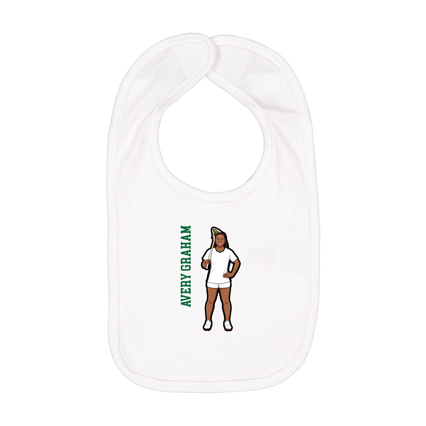 Infant Bib — Name Vertical in White