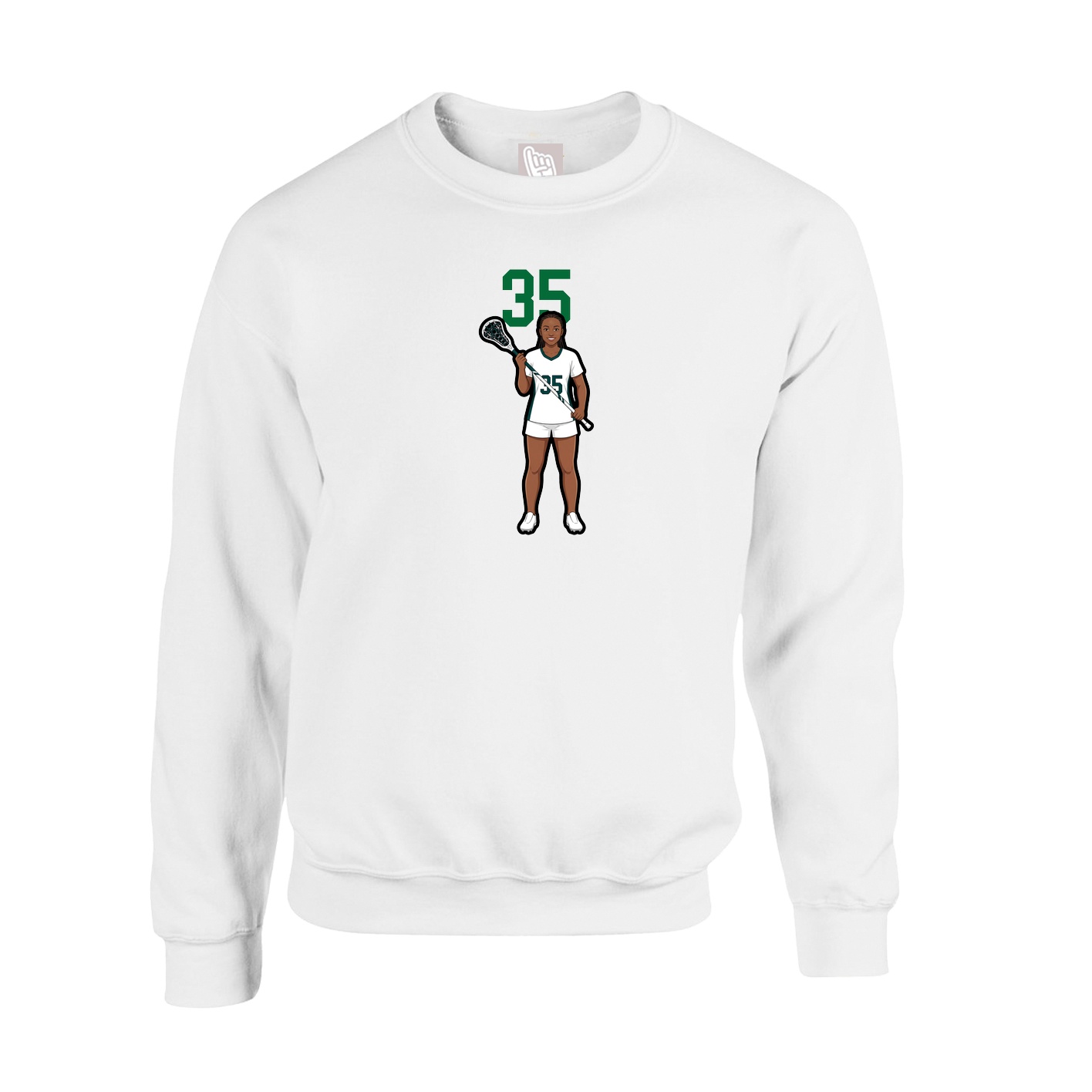 Fleece Crew — Number Top in White