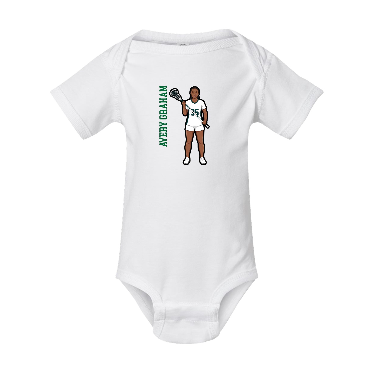 Baby Onesie — Name Vertical in White