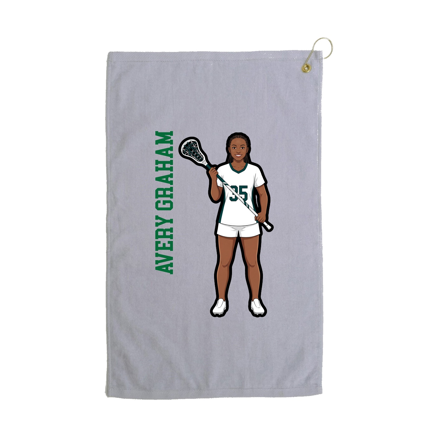Golf Towel — Name Vertical in Grey