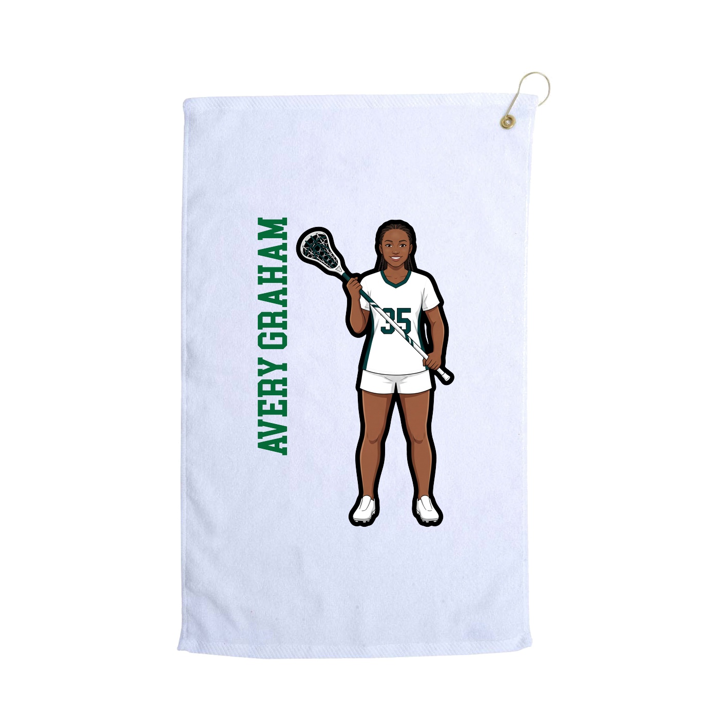 Golf Towel — Name Vertical in White