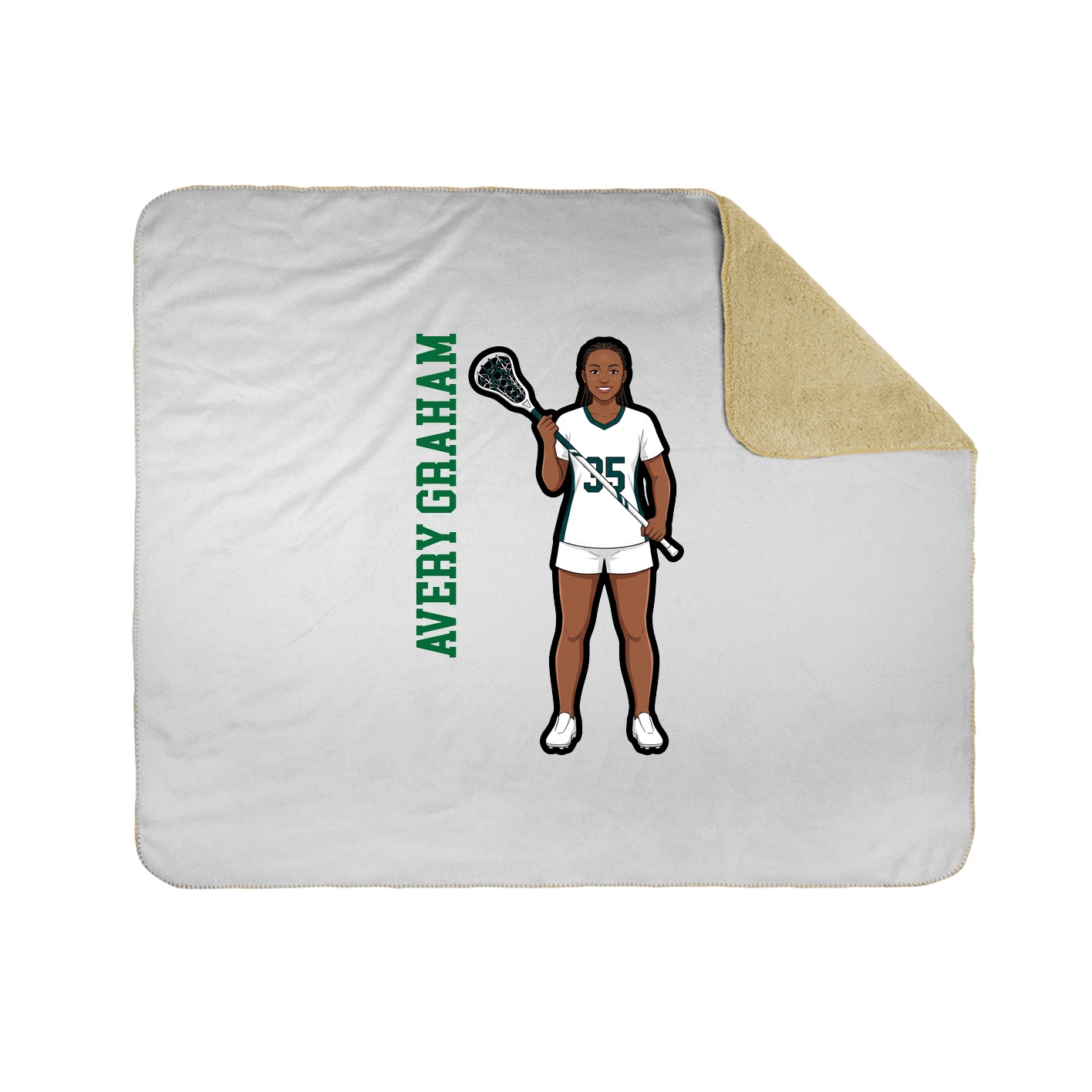 Throw Blanket — Name Vertical in White