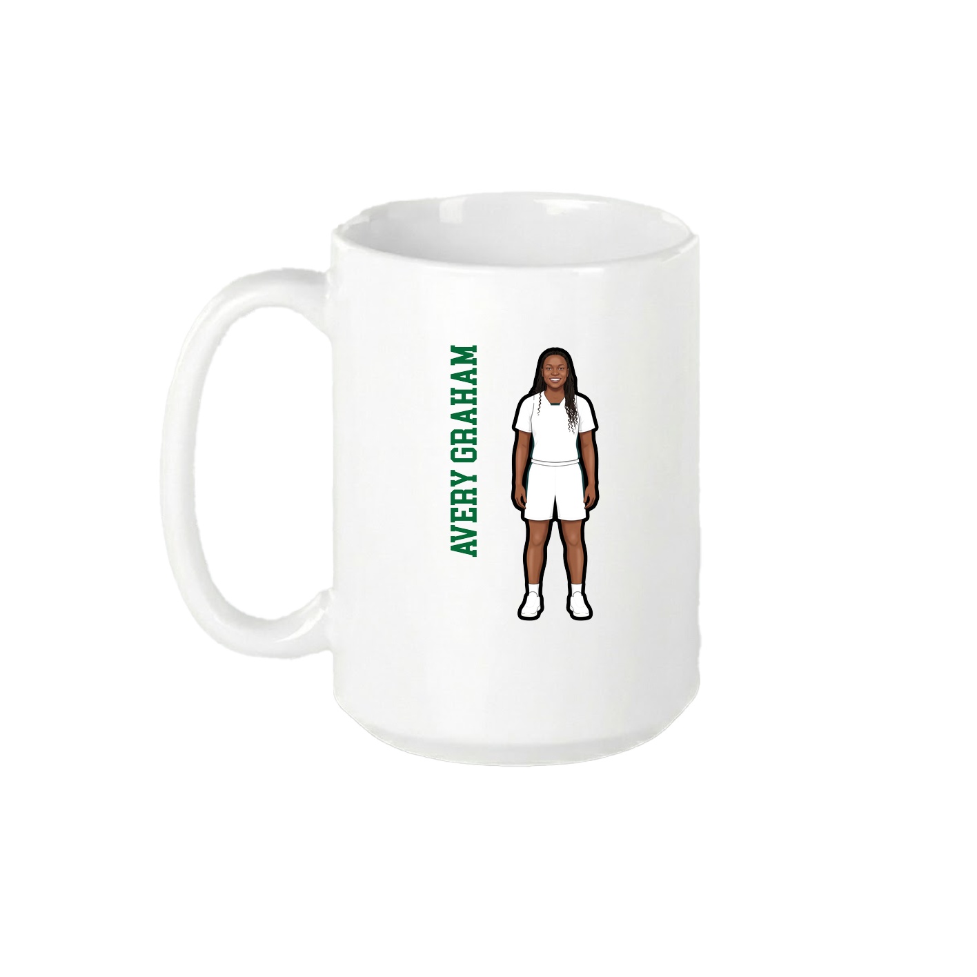 15oz Coffee Mug — Name Vertical in White