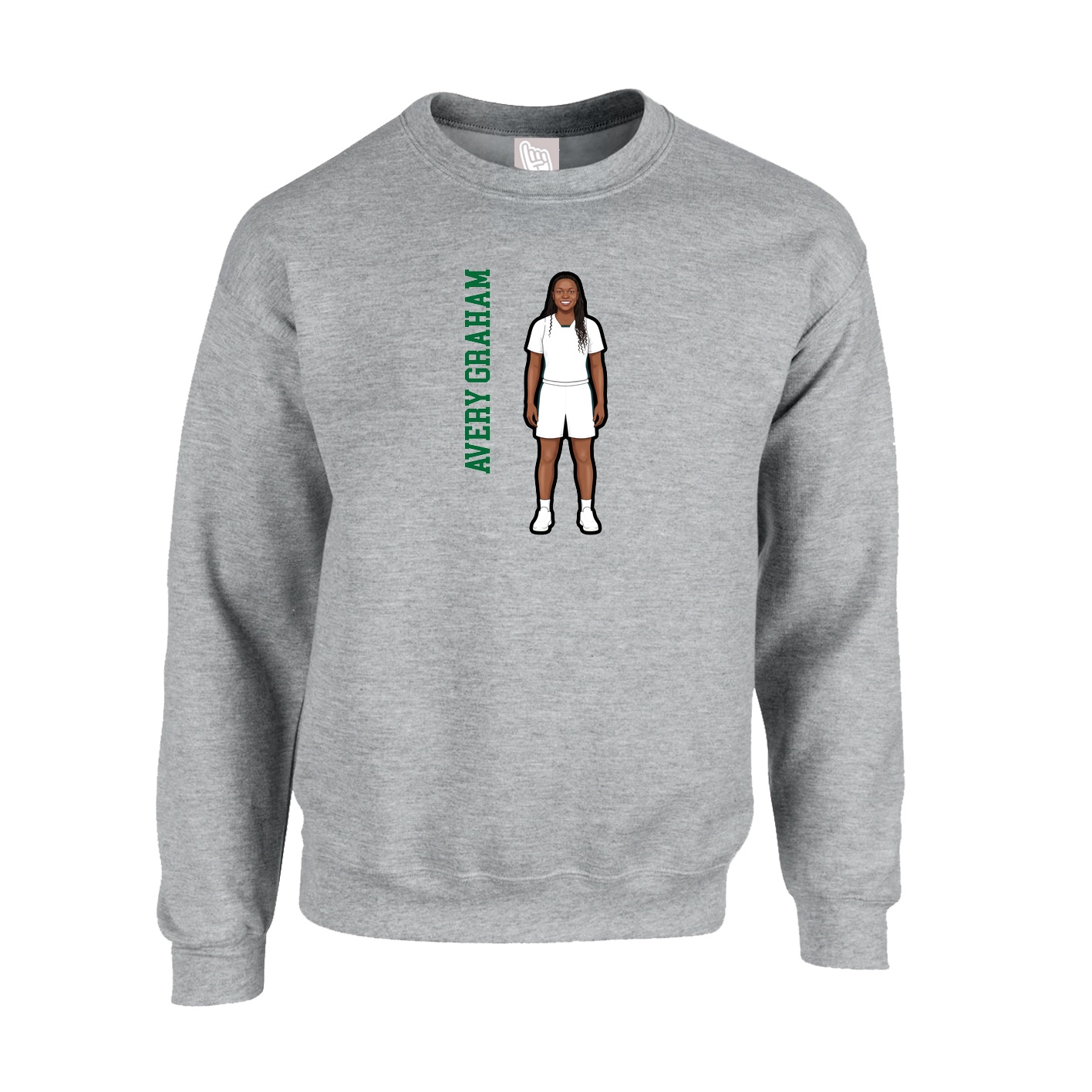 Fleece Crew — Name Vertical in Grey