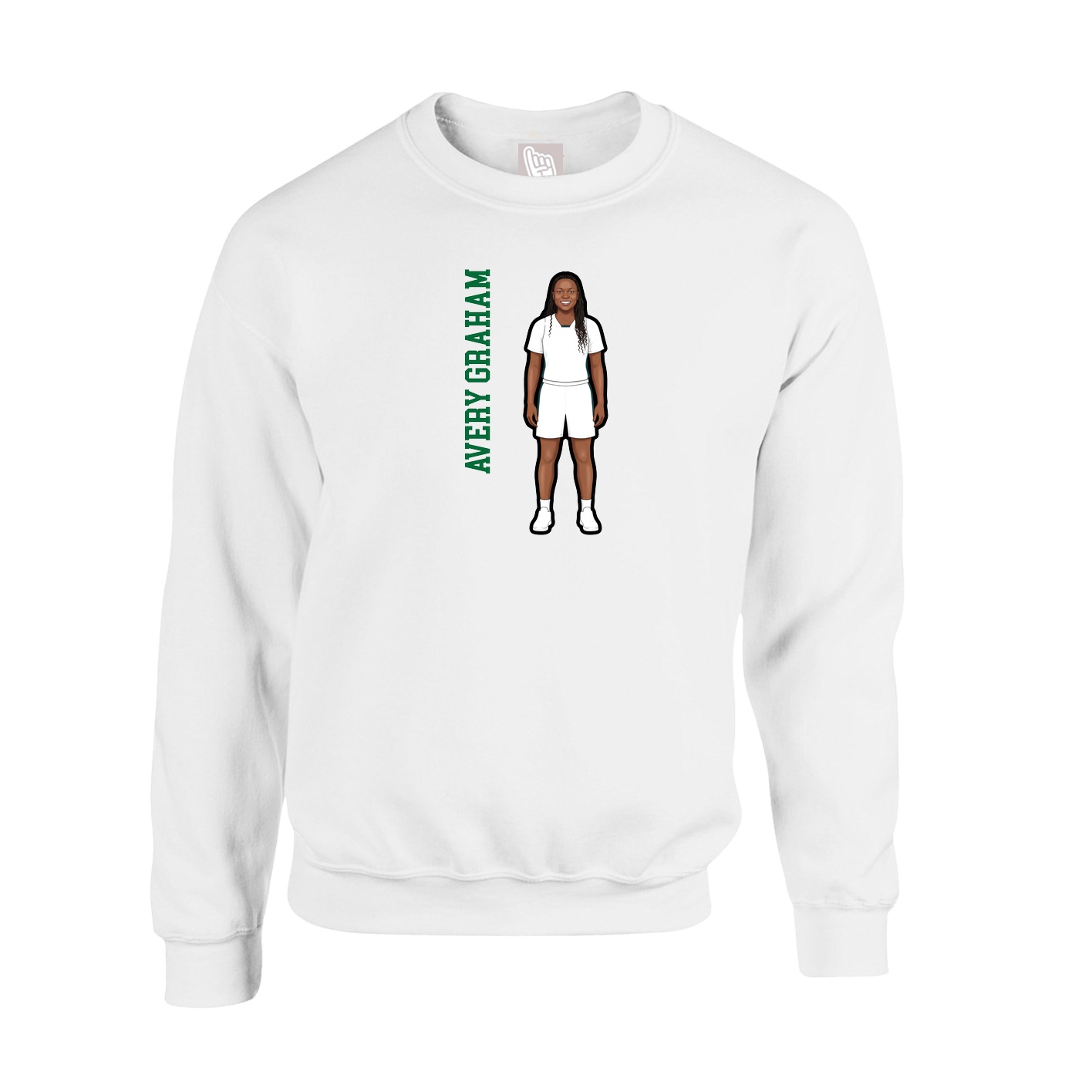 Fleece Crew — Name Vertical in White