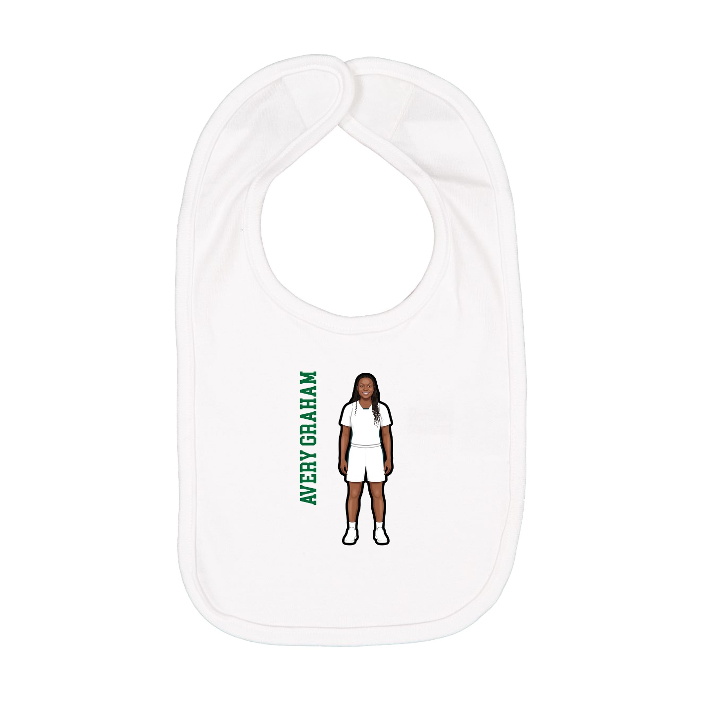 Infant Bib — Name Vertical in White