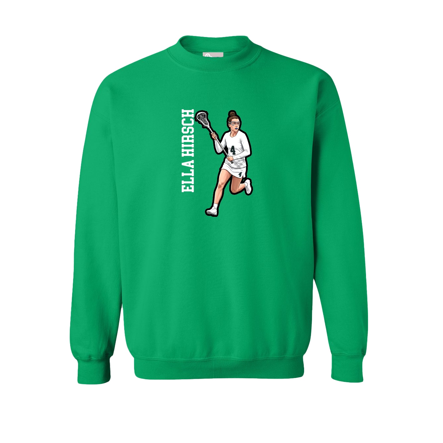 Fleece Crew — Name Vertical in Green
