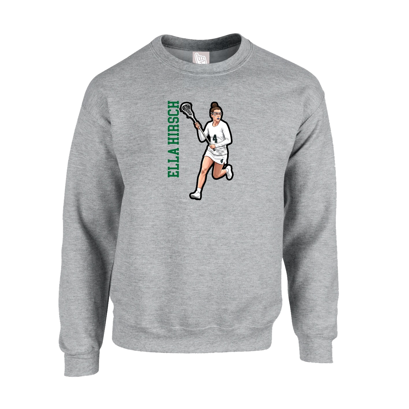 Fleece Crew — Name Vertical in Grey